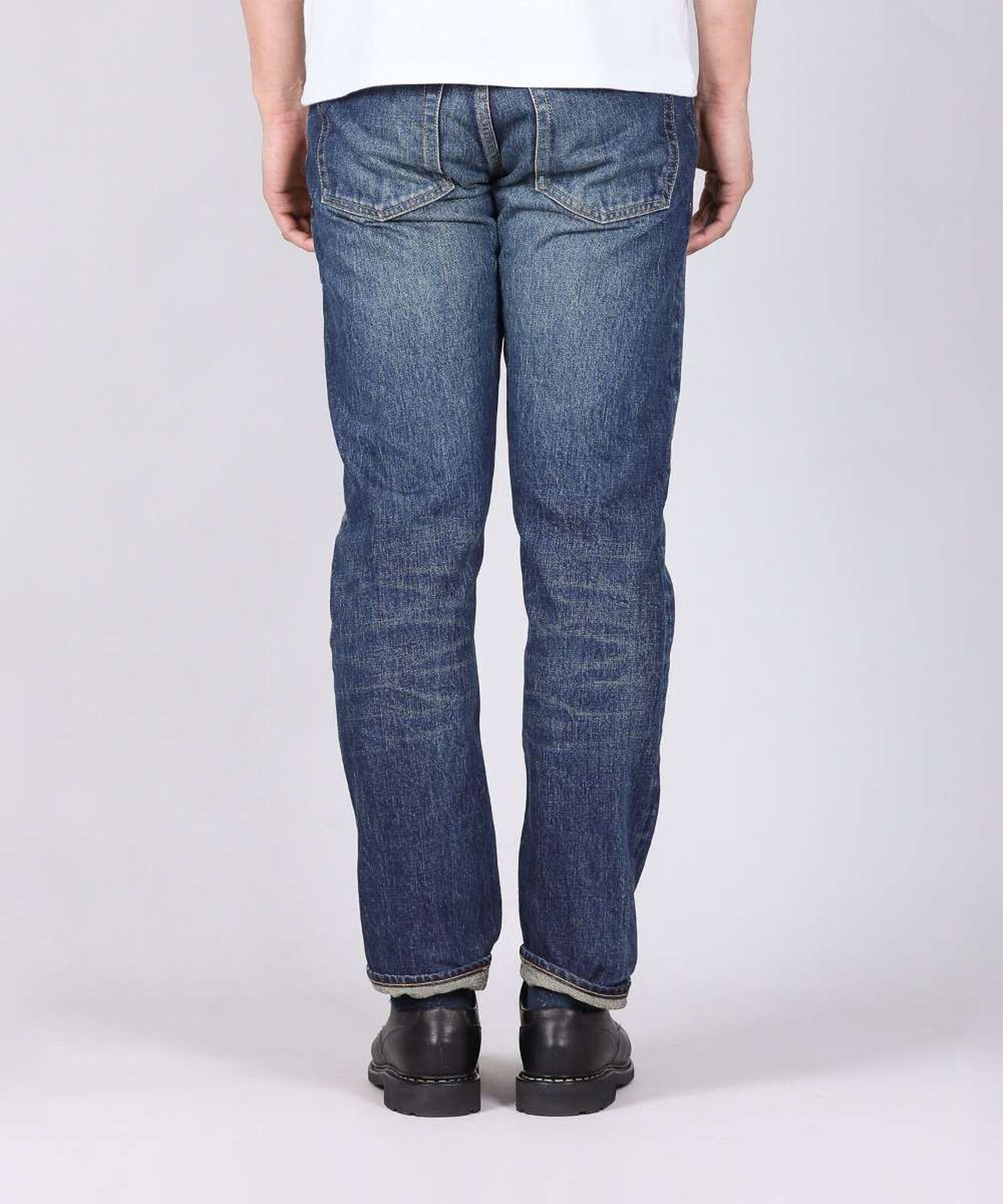 J301(D01) 14.8oz US Cotton Straight Selvedge Jeans (Aging Wash)-DID-34,DARK INDIGO, large image number 3