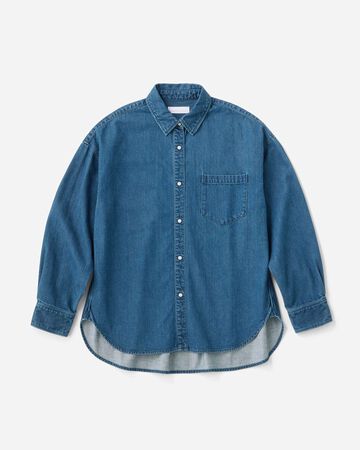 Light Denim Shirt 7oz,MEDIUM INDIGO, small image number 4