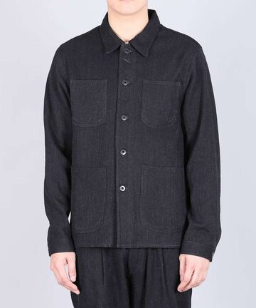 Sashiko Black Coverall Jacket,BLACK, large image number 0