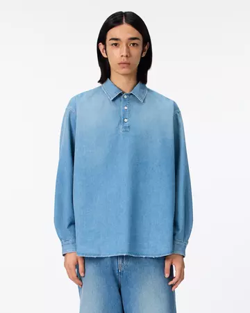 MEN | Light Denim Pullover Shirt 7oz Medium Indigo,MEDIUM INDIGO, large image number 5