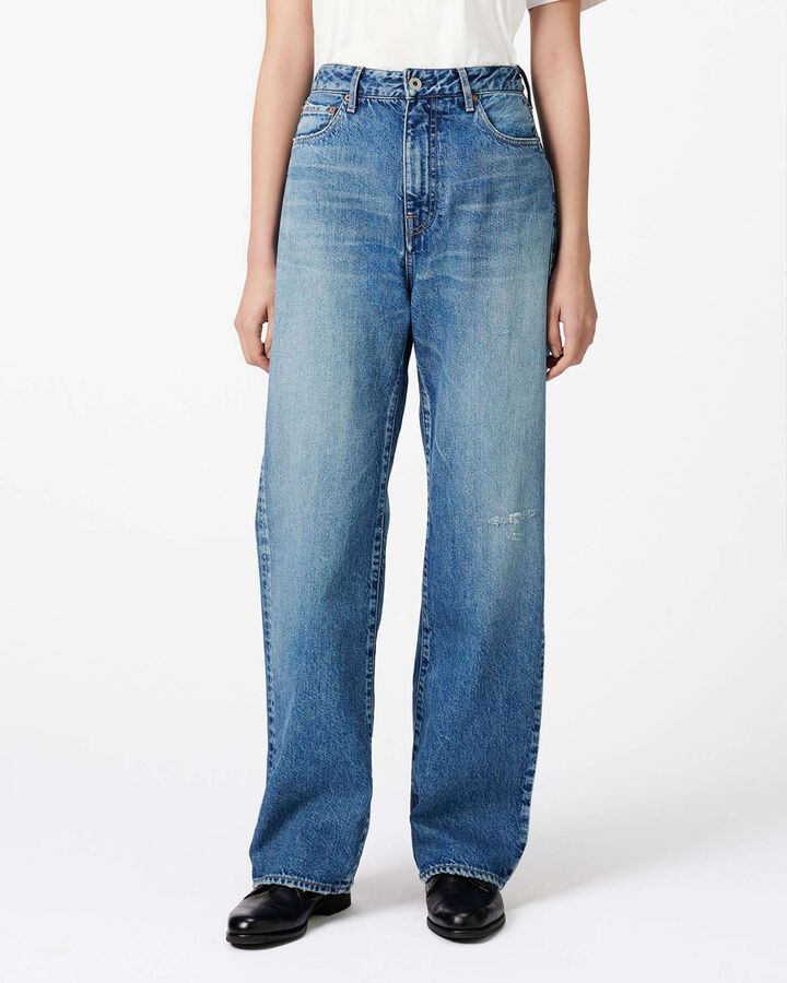 Damage Straight Jeans 11oz Medium Indigo,, medium