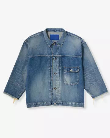 WOMEN | Cutoff Denim Jacket 11oz Medium Indigo,MEDIUM INDIGO, large image number 5