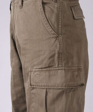 Sulphur Dyed Loose Satin Cargo Pants,OLIVE, large image number 3