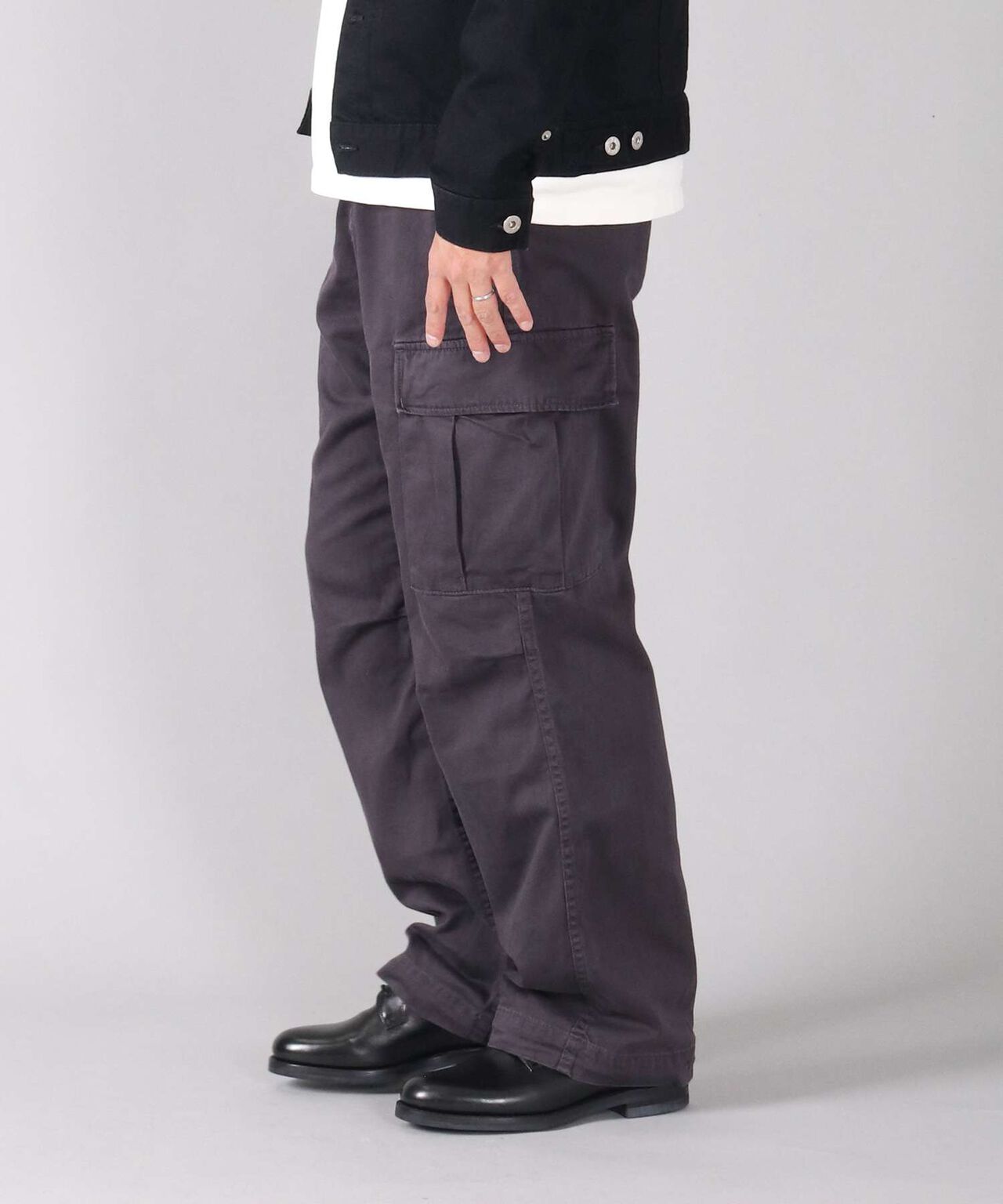 Sulphur Dyed Loose Satin Cargo Pants,OLIVE, large image number 11