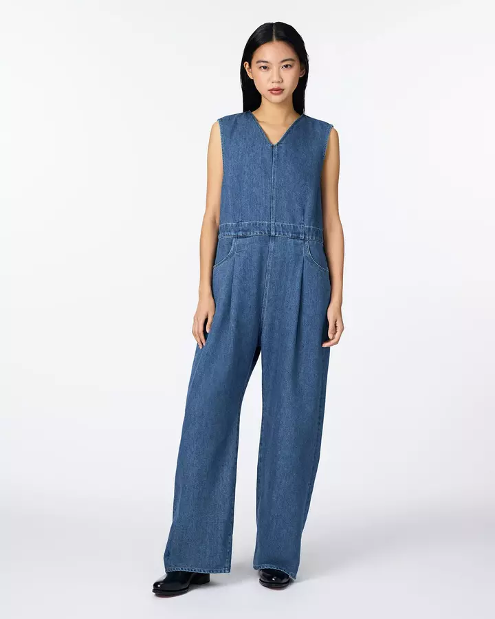 WOMEN | Light Denim Overalls 9oz Medium Indigo,, medium