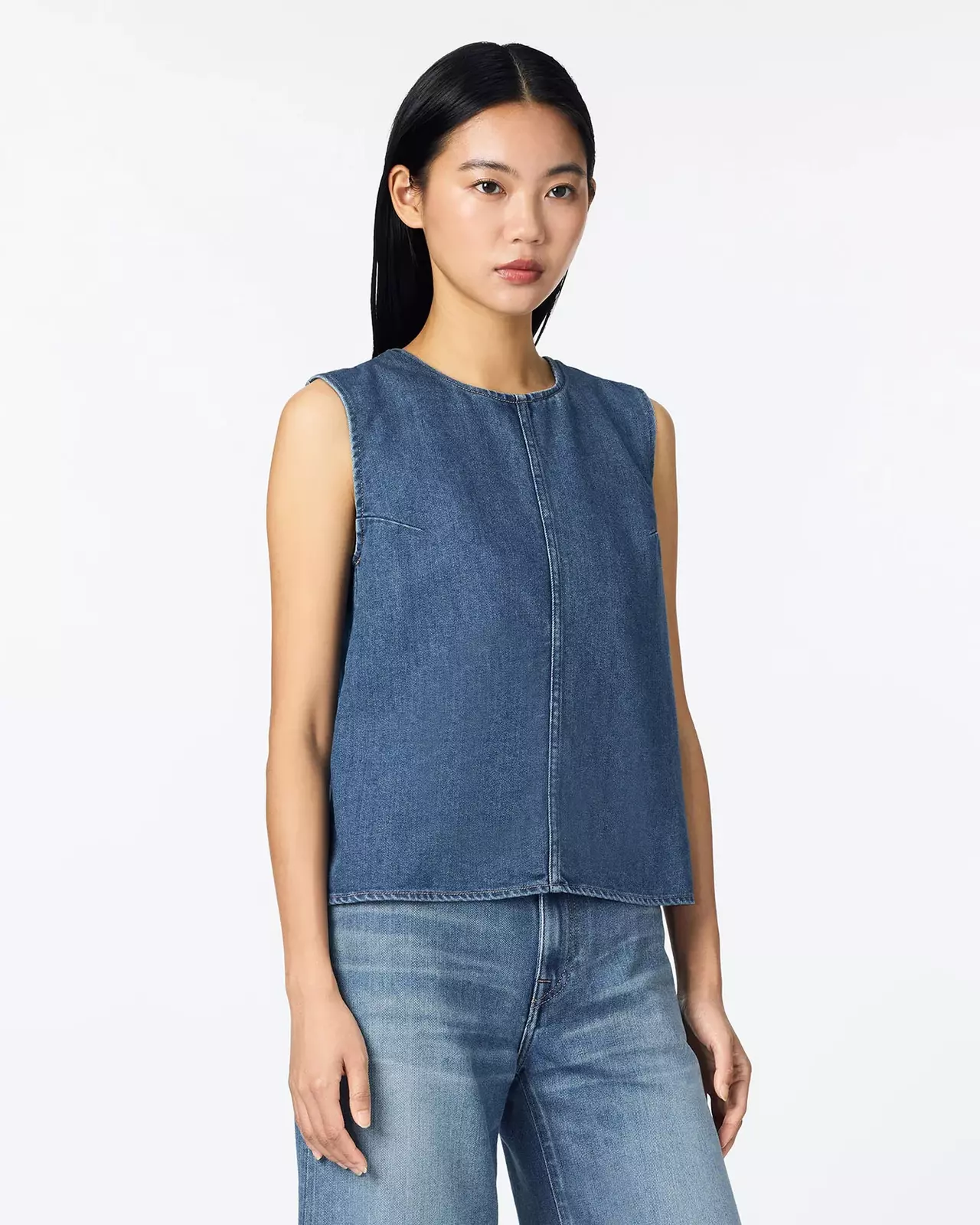 WOMEN | Light Denim NS shirt 9oz Medium Indigo,MEDIUM INDIGO, large image number 1