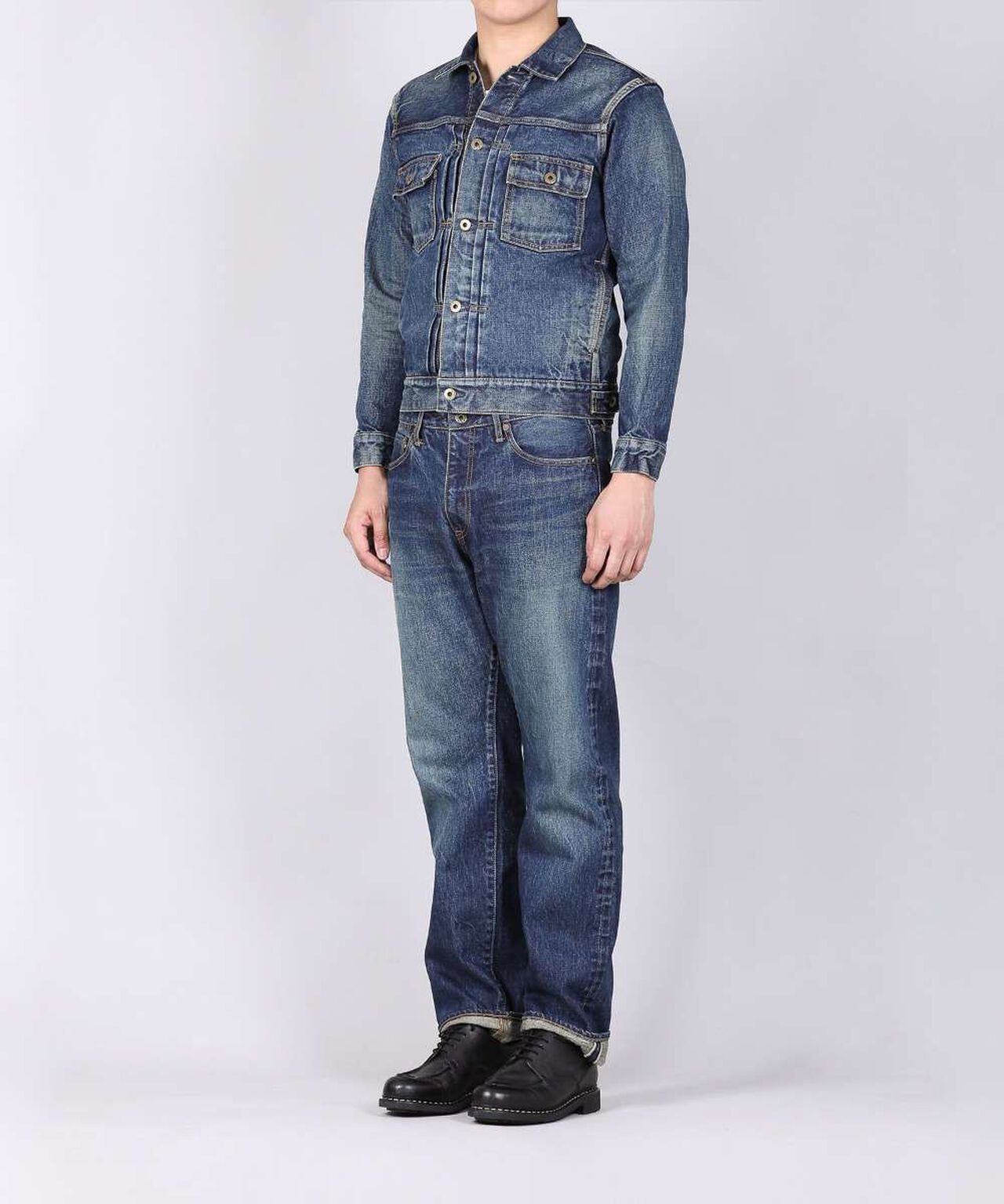 J401(D01) 14.8oz US Cotton Selvedge Jeans (Aging Wash)-DID-34,DARK INDIGO, large image number 5