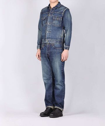 J401(D01) 14.8oz US Cotton Selvedge Jeans (Aging Wash)-DID-34,DARK INDIGO, small image number 5