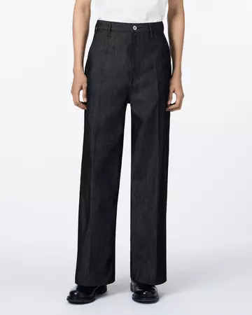 MEN | Light Wide Press Trousers 9oz Black,BLACK, large image number 0