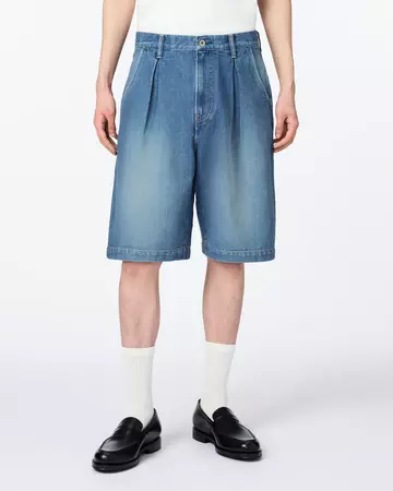 MEN | Light Tuck Shorts 9oz Medium Indigo,MEDIUM INDIGO, large image number 0