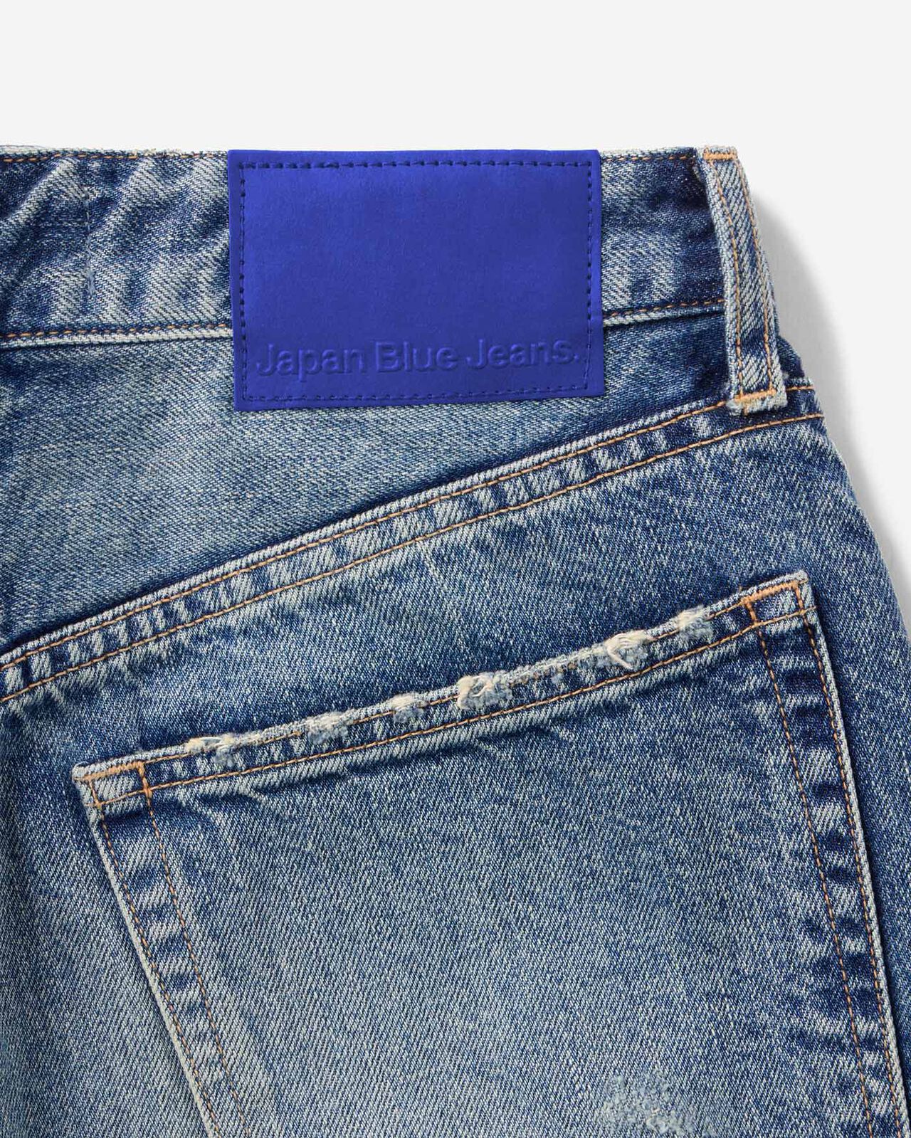 Damage Straight Jeans 11oz Medium Indigo,MEDIUM INDIGO, large image number 7