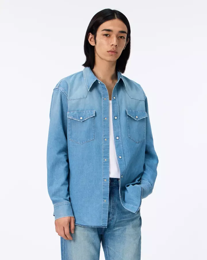 MEN | Light Denim Western Shirt 7oz Medium Indigo,, medium