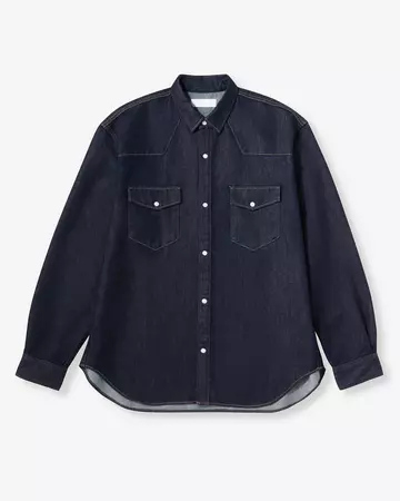 MEN | Light Relax Fit L/S Western Shirt 9oz,INDIGO, large image number 4