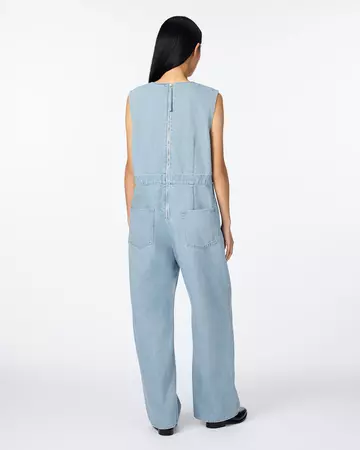 WOMEN | Light Denim Overalls 9oz Light Indigo,LIGHT INDIGO, large image number 2