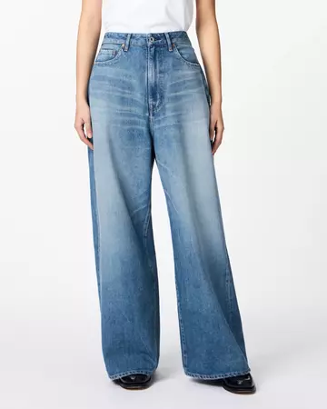 WOMEN | Light Loose Jeans 9oz Medium Indigo,MEDIUM INDIGO, large image number 0