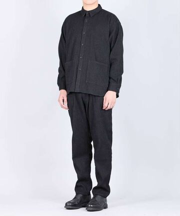 Sashiko Black Big Shirt Jacket,BLACK, large image number 4