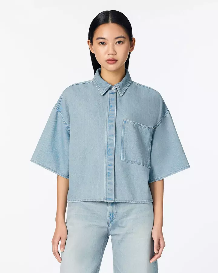 WOMEN | Light Denim SS Shirt 9oz Light Indigo,, medium