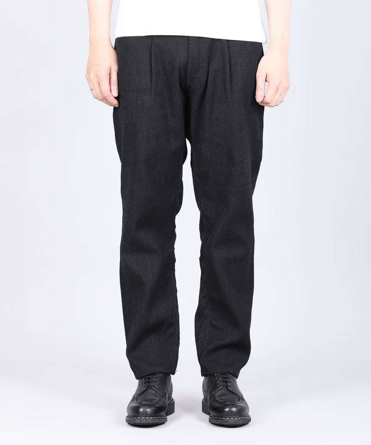 Sashiko Black Wide Tapered 5P Pants