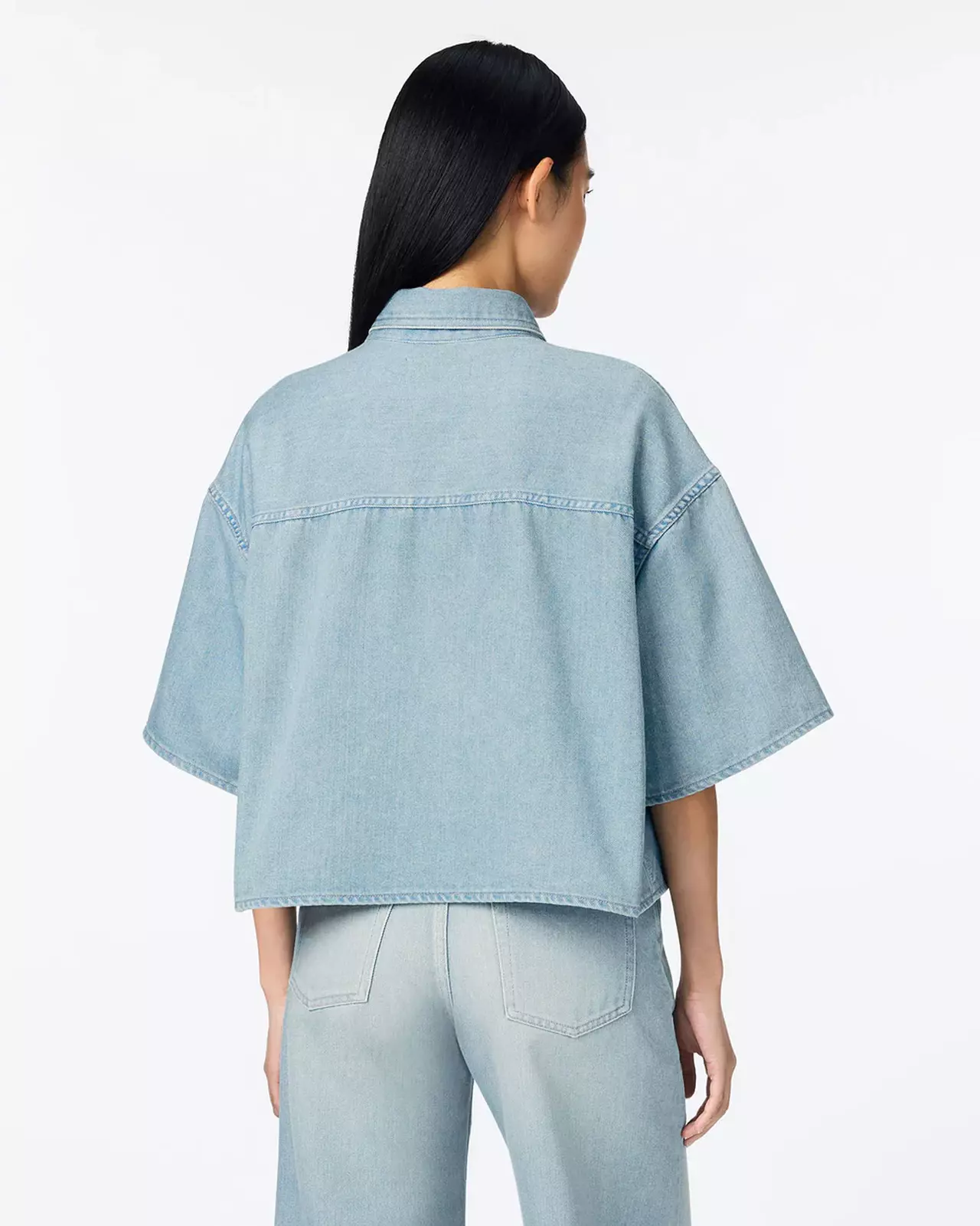 WOMEN | Light Denim SS Shirt 9oz Light Indigo,LIGHT INDIGO, large image number 2