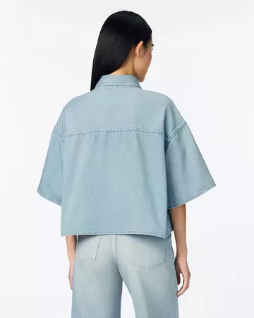 WOMEN | Light Denim SS Shirt 9oz Light Indigo,LIGHT INDIGO, large image number 2