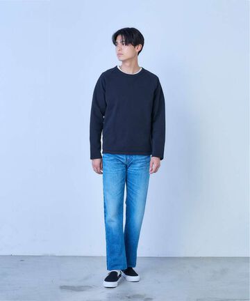 J401_MID CIRCLE Classic Straight 14.8oz American Cotton Vintage Selvedge Jeans (Wash),MEDIUM INDIGO, large image number 12