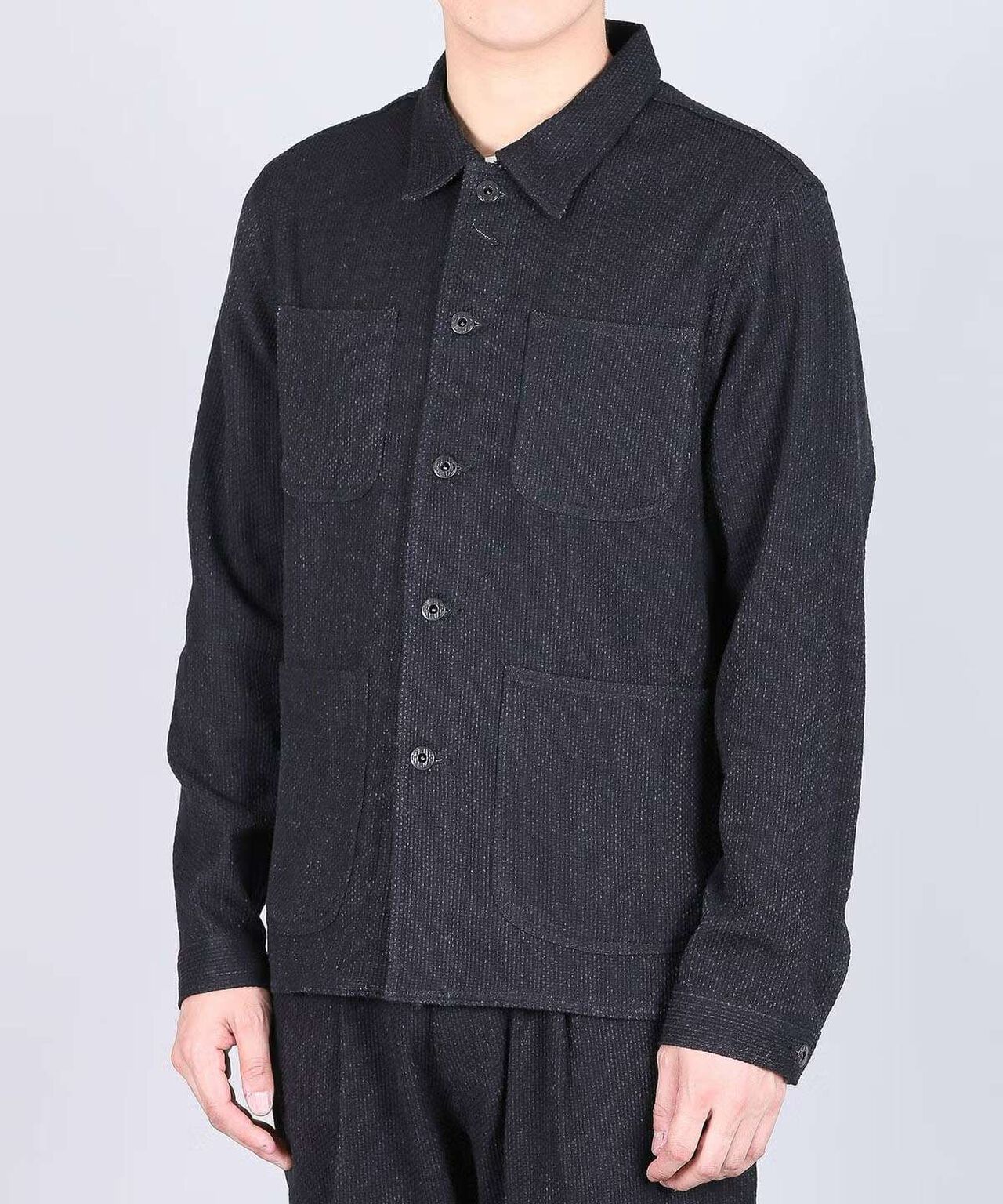 Sashiko Black Coverall Jacket,BLACK, large image number 1
