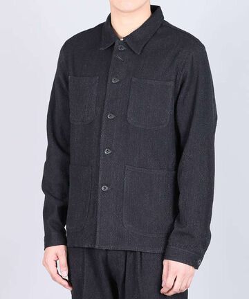 Sashiko Black Coverall Jacket,BLACK, large image number 1
