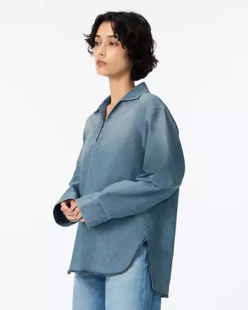 WOMEN | Light Denim Skipper Shirt 7oz Medium Indigo,MEDIUM INDIGO, large image number 1