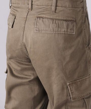 Sulphur Dyed Loose Satin Cargo Pants,OLIVE, large image number 6