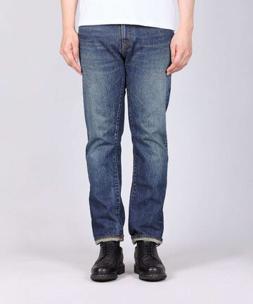 J301(D01) 14.8oz US Cotton Straight Selvedge Jeans (Aging Wash)-DID-34,DARK INDIGO, large image number 0