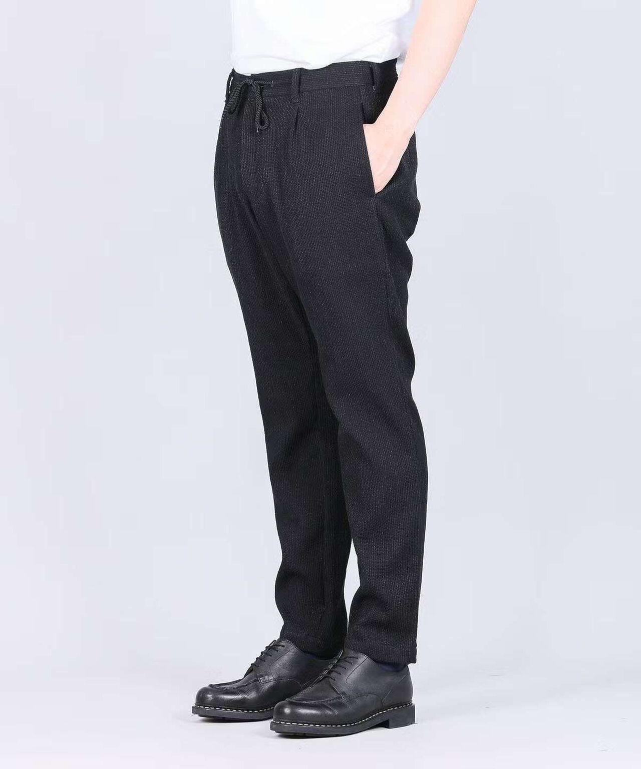 Sashiko Black Easy Tapered Pants,BLACK, large image number 1