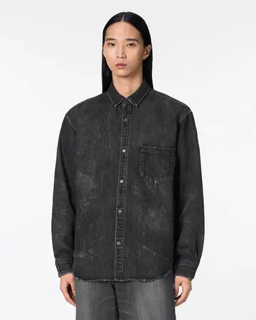 MEN | Light Relax Fit L/S Shirt 9oz Washed Black,WASHED BLACK, large image number 0