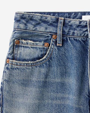 Damage Straight Jeans 11oz Medium Indigo,MEDIUM INDIGO, small image number 8