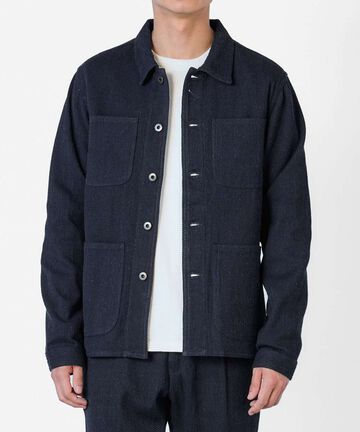 Sashiko Coverall Jacket,INDIGO, large image number 0