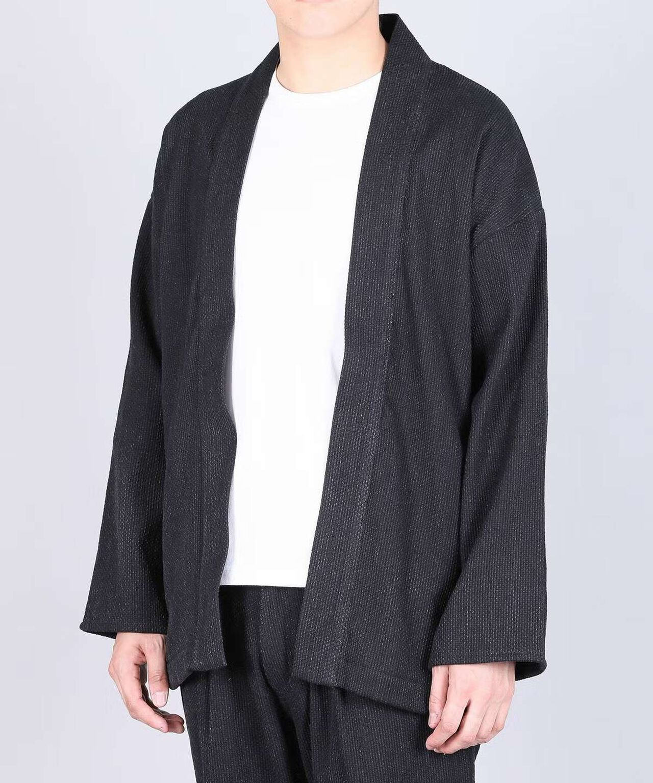 Sashiko Black Haori,BLACK, large image number 1