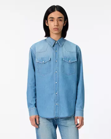 MEN | Light Denim Western Shirt 7oz Medium Indigo,MEDIUM INDIGO, large image number 5