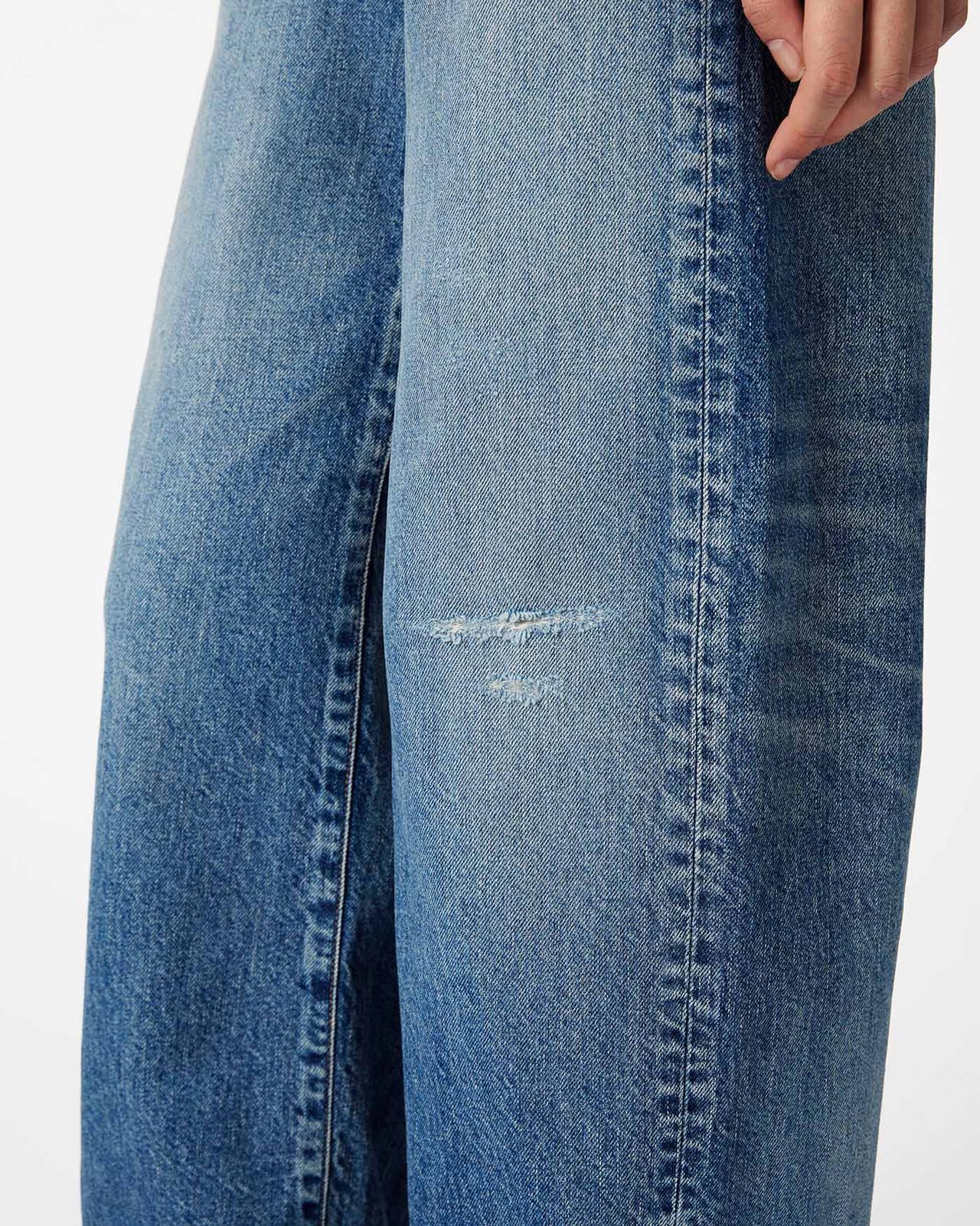 Damage Straight Jeans 11oz Medium Indigo,MEDIUM INDIGO, large image number 3