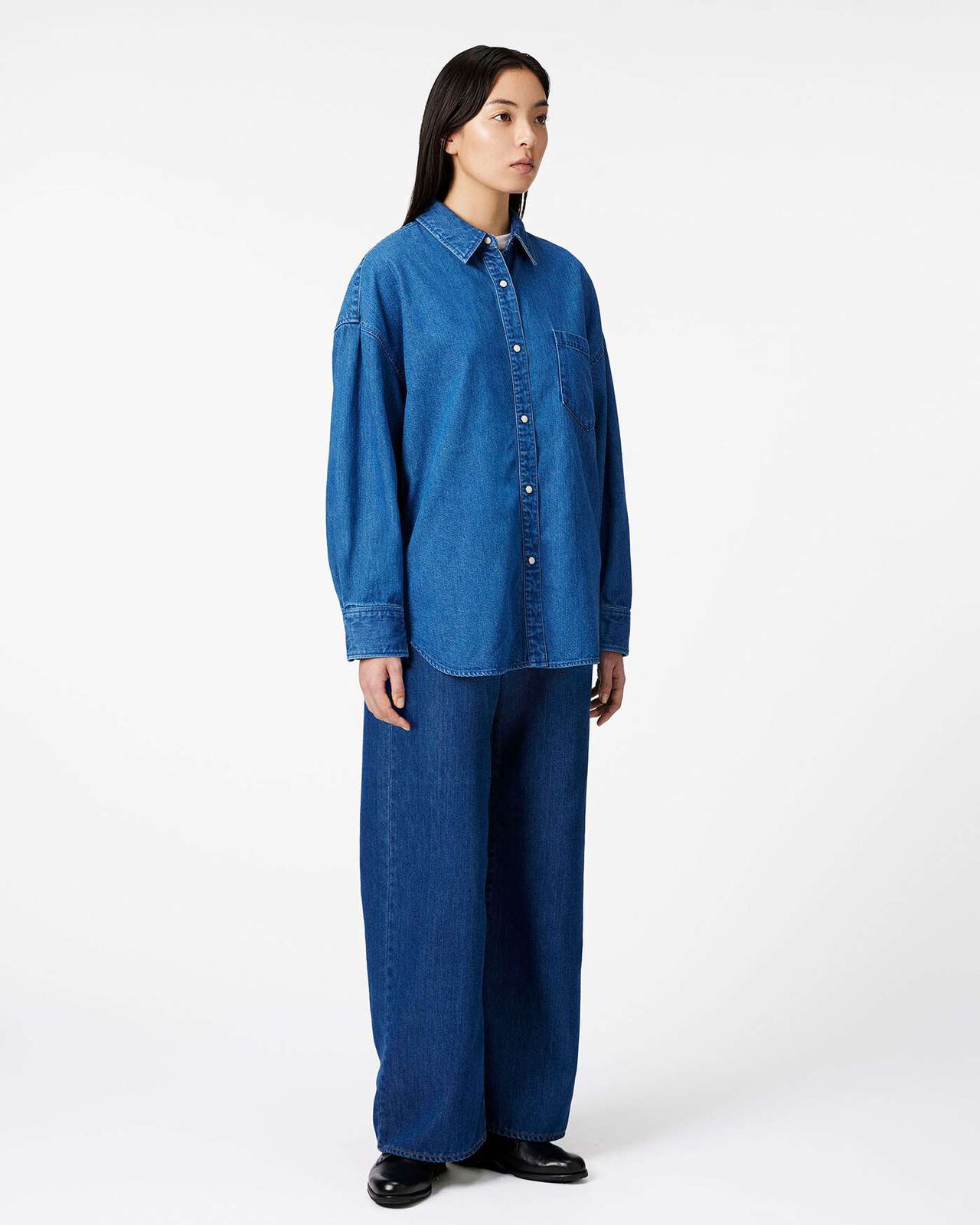 Light Denim Shirt 7oz,MEDIUM INDIGO, large image number 3