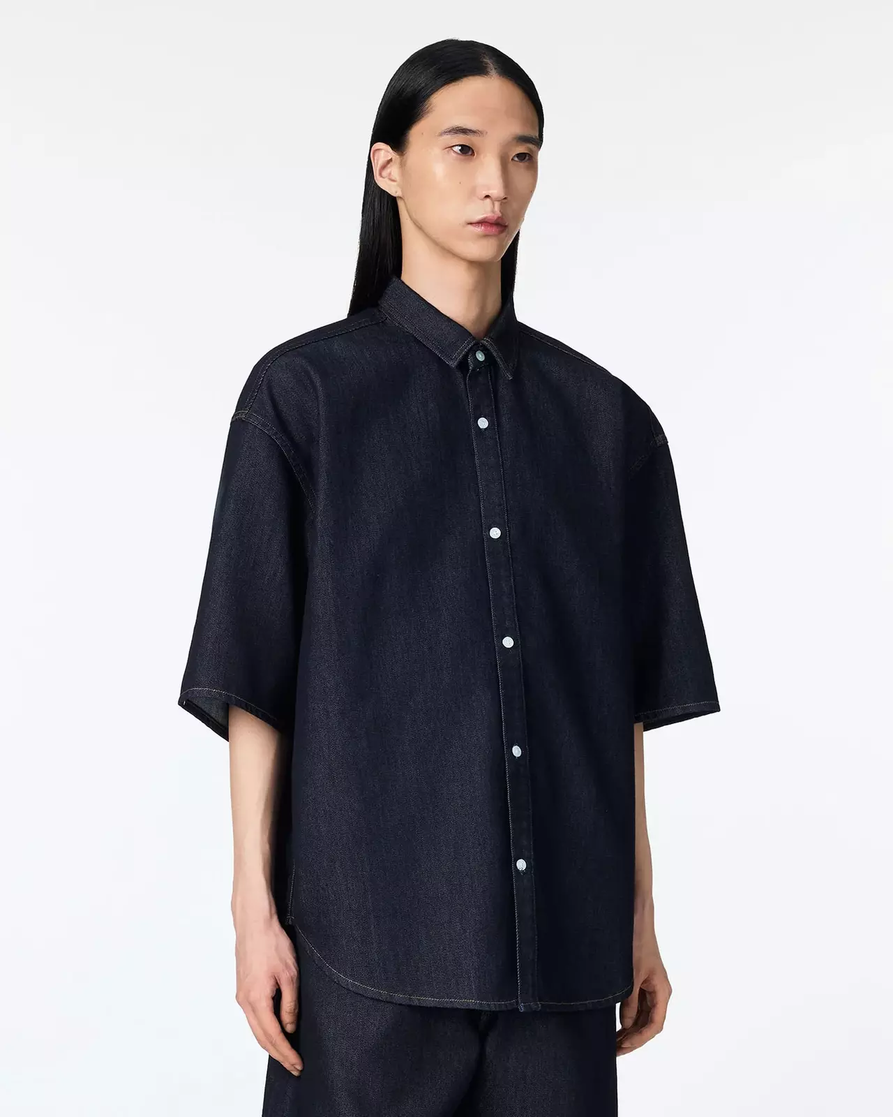 MEN | Light Oversized S/S Shirt 9oz,INDIGO, large image number 1