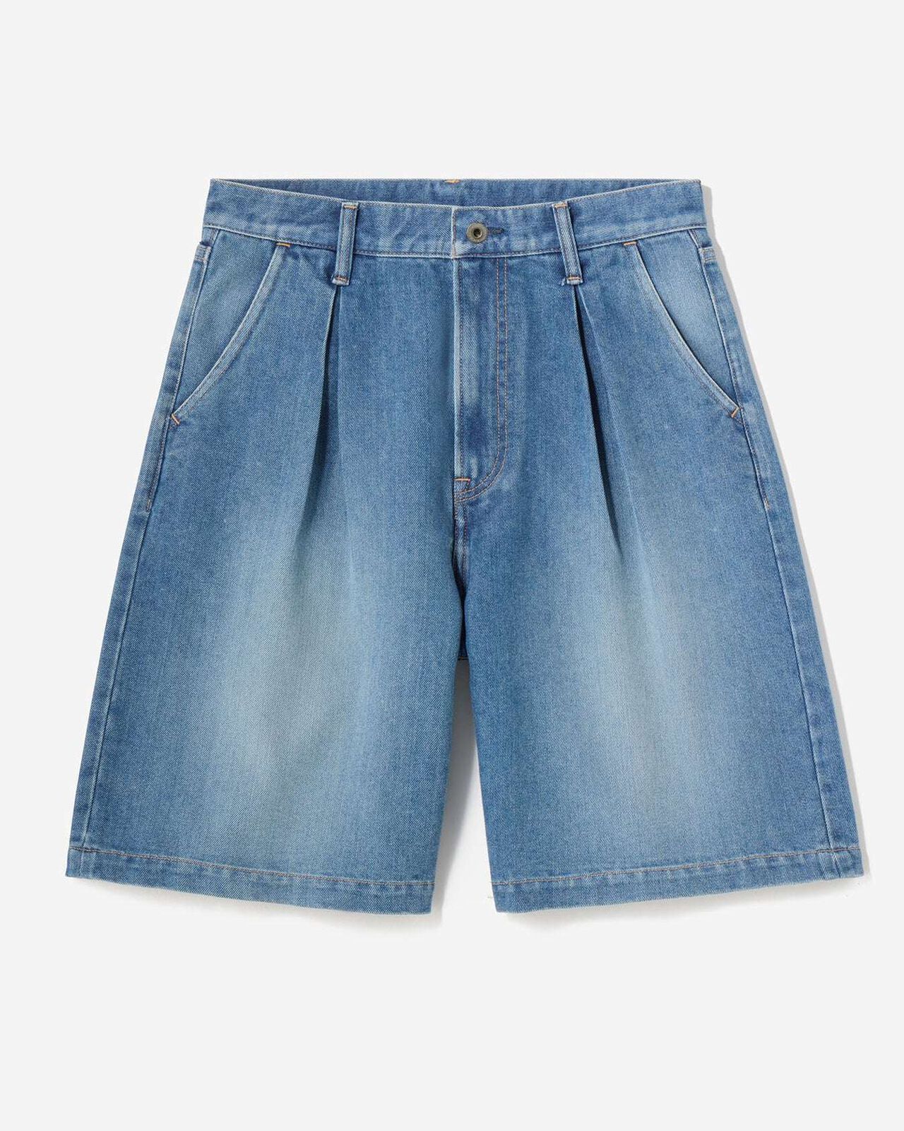 MEN | Light Tuck Shorts 9oz Medium Indigo,MEDIUM INDIGO, large image number 4