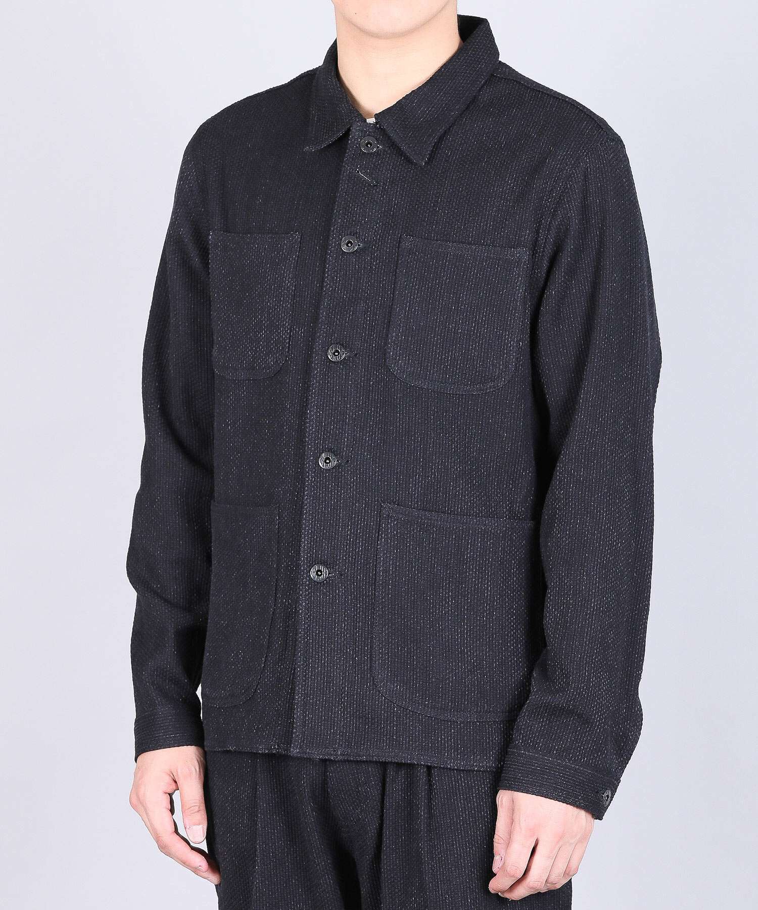 Sashiko Black Cover All Jacket - 11oz Black Sashiko