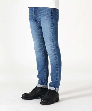 J201_MID CIRCLE Tapered 14.8oz American Cotton Vintage Selvedge Jeans (Wash),MEDIUM INDIGO, small image number 1