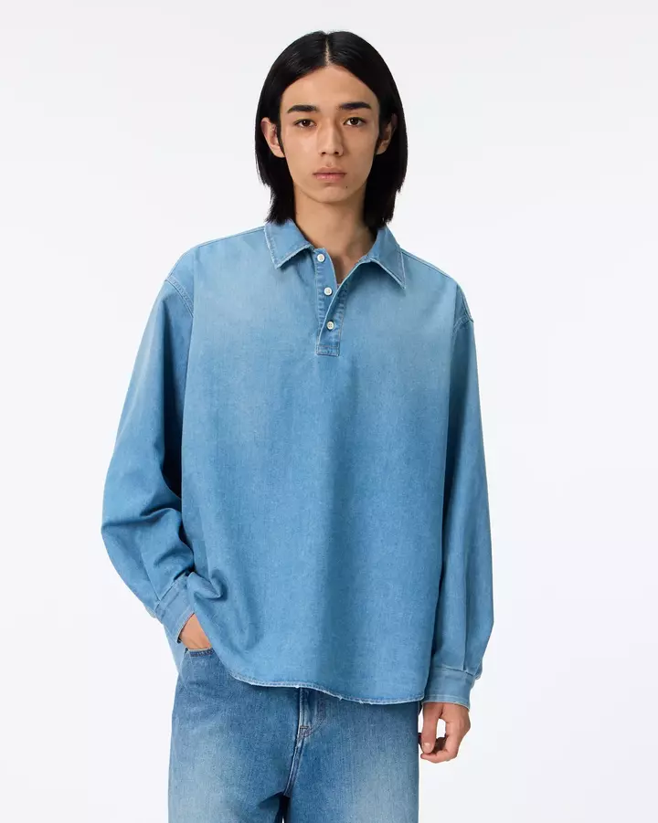 MEN | Light Denim Pullover Shirt 7oz Medium Indigo,, medium