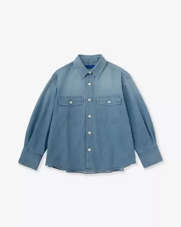 WOMEN | Light Denim Work Shirt 7oz Medium Indigo,MEDIUM INDIGO, large image number 6