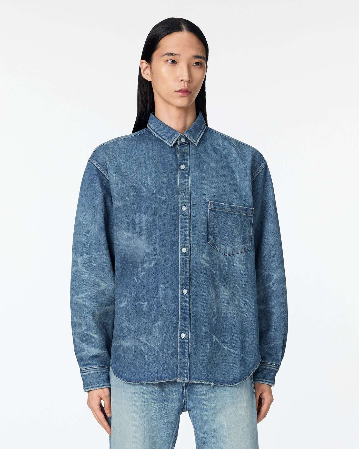 MEN | Light Relax Fit L/S Shirt 9oz Medium Indigo