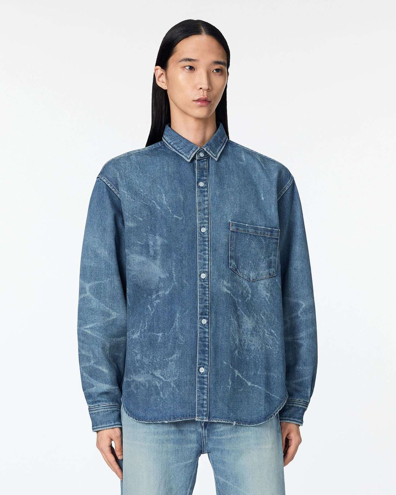 MEN | Light Relax Fit L/S Shirt 9oz Medium Indigo,MEDIUM INDIGO, large image number 1