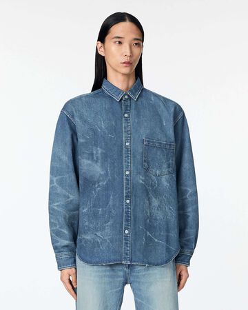 MEN | Light Relax Fit L/S Shirt 9oz Medium Indigo,MEDIUM INDIGO, large image number 1