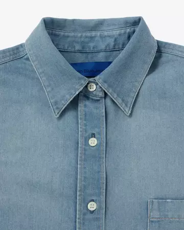 WOMEN | Light Denim Relax Shirt 7oz Medium Indigo,MEDIUM INDIGO, large image number 7