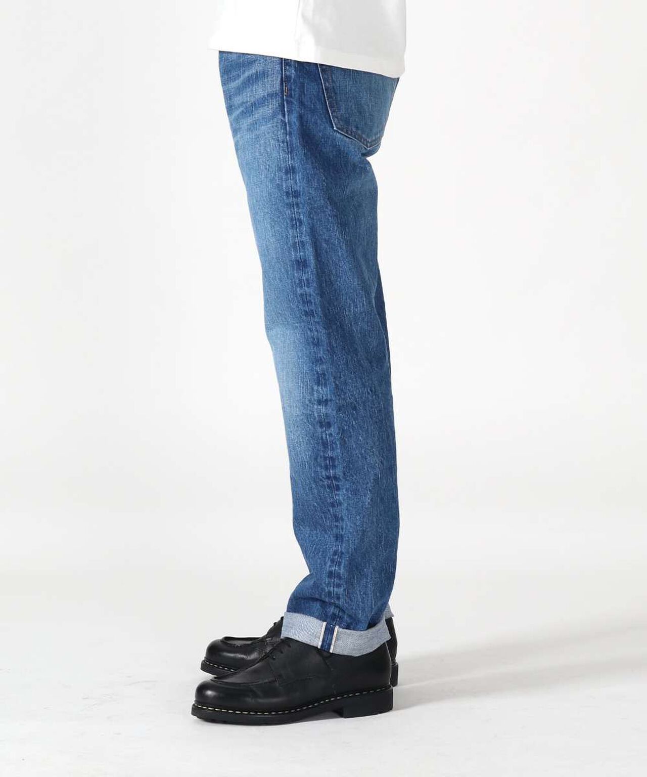 J401_MID CIRCLE Classic Straight 14.8oz American Cotton Vintage Selvedge Jeans (Wash),MEDIUM INDIGO, large image number 3