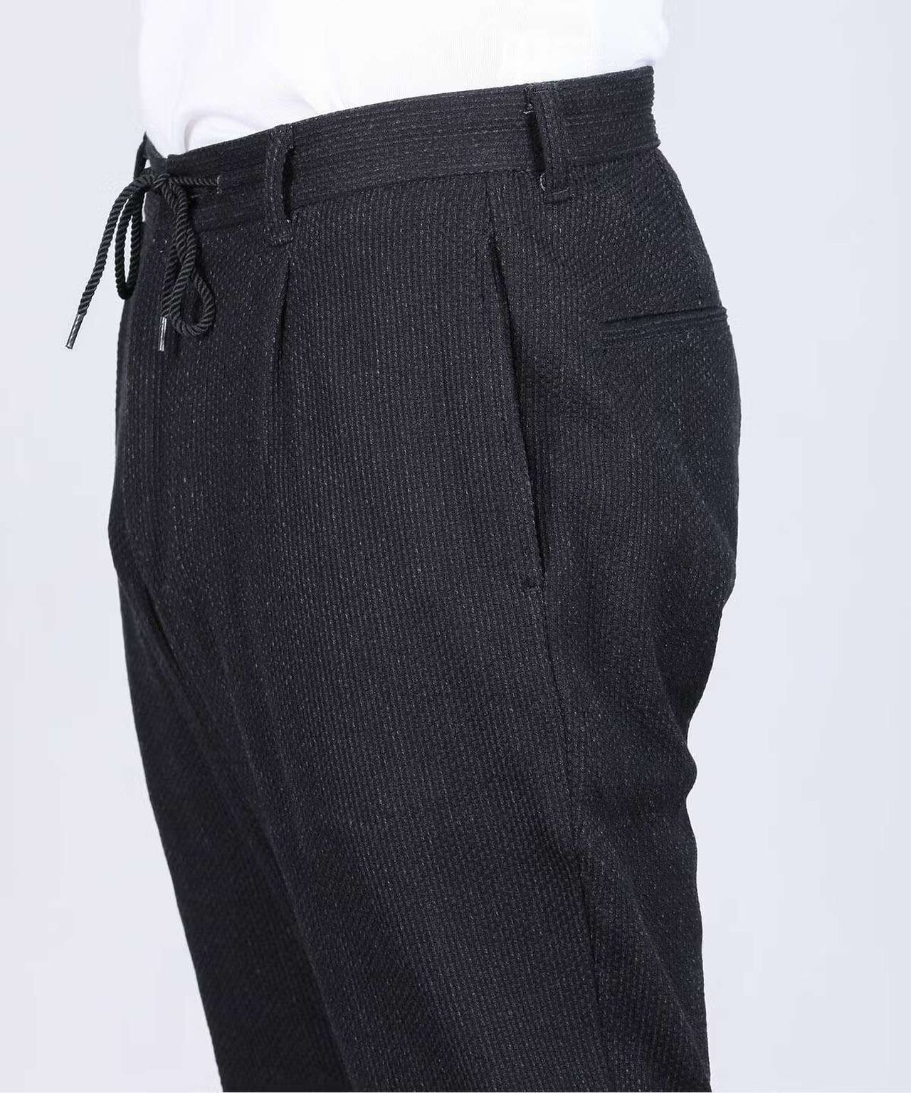 Sashiko Black Easy Tapered Pants,BLACK, large image number 4